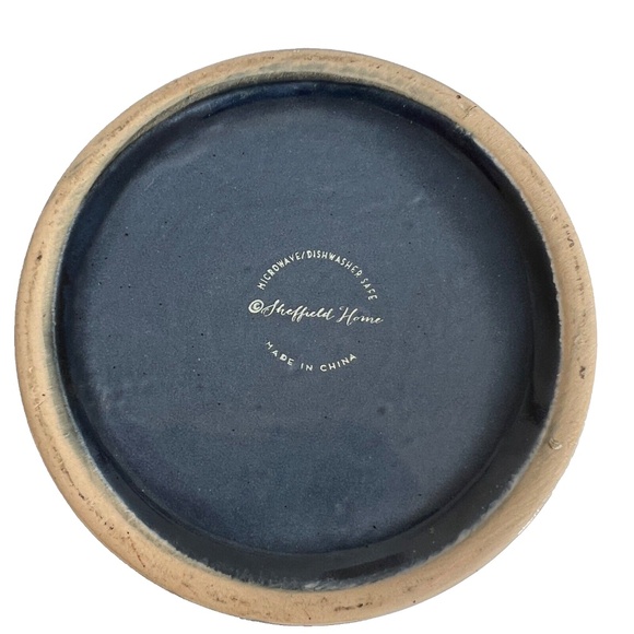 Sheffield Home Tea Canister Pottery Blue Gray Wood Lid 6" Tall Kitchen Storage - Picture 4 of 6